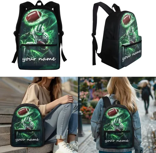 Vista 228 de FOR U DESIGNS Fuego baloncesto impreso niños escuela mochilas viaje mochila libro bolsa