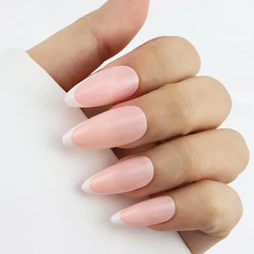 Vista 13 de Uñas postizas a presión marrón café, uñas postizas medianas de almendra, color sólido, cobertura completa, uñas postizas artificiales brillantes