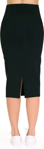 Vista 3 de THE GYM PEOPLE Faldas de tubo de cintura alta con control de abdomen para mujer, falda por debajo de la rodilla con abertura trasera