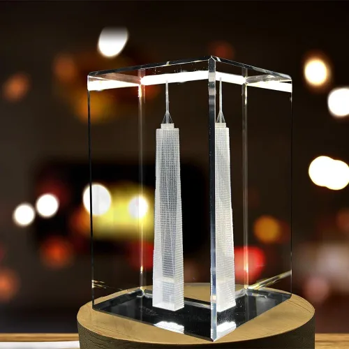 Vista 3 de One World Trade Center - Recuerdo de cristal grabado en 3D (XXL)