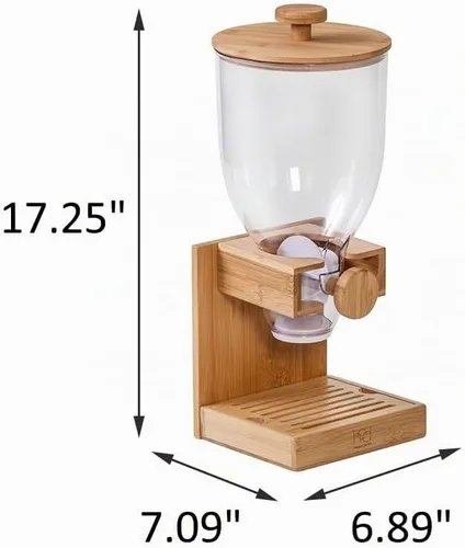 Vista 7 de Honey-Can-Do Dispensador compacto de alimentos secos, contenedor de almacenamiento de aperitivos y control único para encimera o despensa, bambú