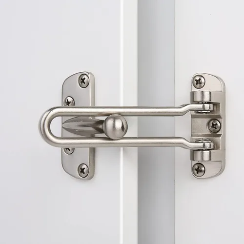 Vista 8 de HASWARE Barra de seguridad para el hogar, barra oscilante, cierre antirrobo de aleación negra para puerta delantera e interior, tope de puerta