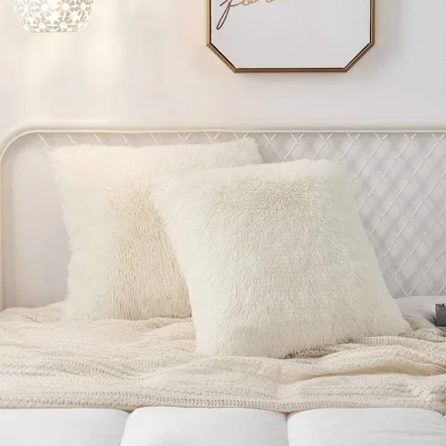 Vista 26 de Juego de 2 fundas de almohada estándar de piel sintética de terciopelo suave, fundas de almohada decorativas con cierre de cremallera