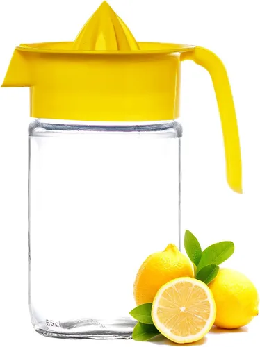 Vista 6 de Exprimidor de limón de vidrio, exprimidor pequeño de pomelo y cítricos, extractor manual con mango y boquilla de vertido, sin BPA y sin plomo, Verde
