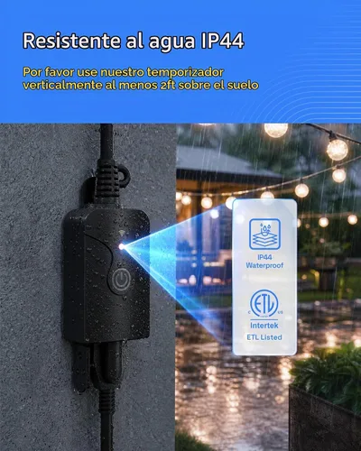 Vista 3 de HBN - Interruptor de salida de enchufe inteligente WiFi para exteriores, compatible con Alexa y Google Assistant, 2,4 GHz