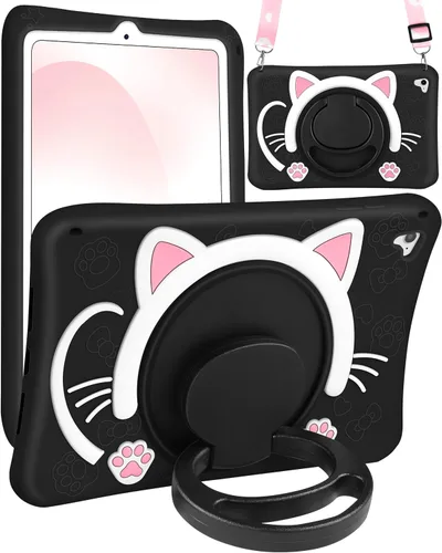 Vista 24 de Wazzasoft Funda para iPad Mini 1/2/3 de 7.9 pulgadas para niñas, linda cubierta de gato negro kawaii, dibujos animados femeninos de gatito