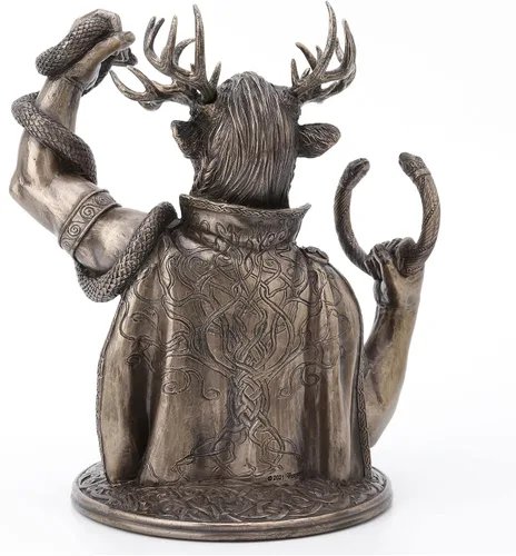 Vista 4 de Veronese Design Cernunnos - Estatua de resina con cuernos de 8 5/8 pulgadas, acabado en bronce