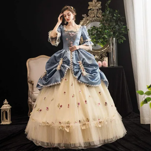 Vista 2 de KEMAO - Vestido renacentista del siglo XVIII estilo rococó barroco de la corte de Marie Antoinette vestidos de baile de alta gama vestido histórico