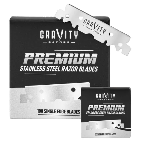Vista 15 de Kit de afeitado manual GRAVITY RAZORS Profesional – Exposición Ultra, Incluye 10 Hojas Premium, 2mm Expuestas, Negro Mate