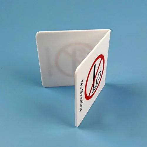 Vista 2 de 5pcs No Smoking Mesa Top Carpa Letrero Blanco Acrílico Doble Cara Pantalla 3.95x3.95 pulgadas