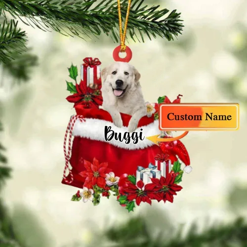Vista 169 de Perro Akita Inu personalizado en bolsa de regalo, adorno de Navidad, nombre personalizado, regalo para amantes de los perros, familia, Navidad