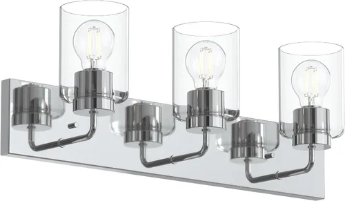 Vista 42 de Progress Lighting Merry Collection - Lámpara de tocador de baño de transición de cristal grabado en níquel cepillado (1 luz)