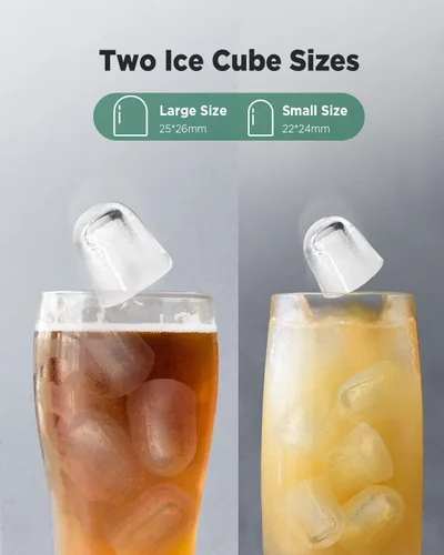 Vista 2 de Máquinas de Hielo de Encimera Silonn, 9 Cubos Listos en 6 Minutos, 26 libras en 24 Horas, Máquina de Hielo Autolimpiante con Pala para Hielo