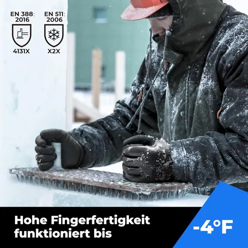 Vista 2 de Guantes impermeables para hombres y mujeres, guantes para congelador con agarre, doble recubrimiento de nitrilo para repelente extremo al aceite