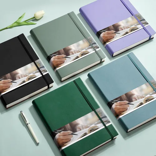 Vista 8 de EMSHOI Cuaderno con rayas universitarias, diario rayado B5, 400 páginas (200 hojas), papel grueso de 100 GSM, diario de cuero de tapa blanda