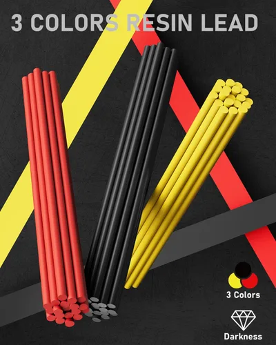Vista 2 de Four Candies Juego de lápices mecánicos de 1.3mm con 24 repuestos de plomo, lápiz de carpintero de metal resistente a la intemperie para uso pesado