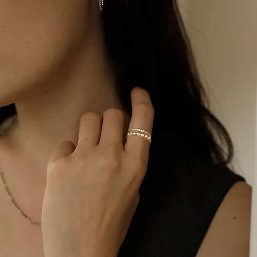Vista 3 de Anillo antiestrés de doble capa para mujer, anillos ajustables para aliviar el estrés, anillos giratorios para hombres
