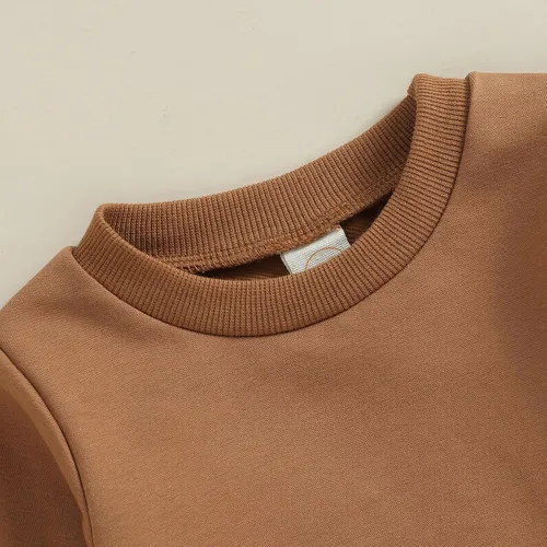 Vista 3 de Conjunto de sudadera de manga larga con cuello redondo y pantalones deportivos para bebés, ropa de invierno para bebé