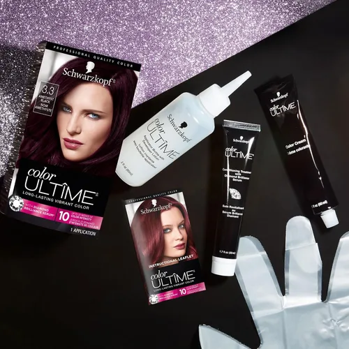 Vista 2 de Schwarzkopf Color Ultime - Tinte para el cabello negro amatista 3.3, negro intenso permanente con brillo de diamante, resistente a la decoloración
