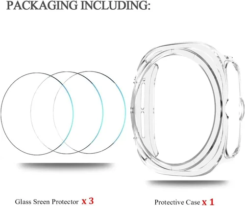 Vista 7 de DEALELE Paquete de 1 + 3 fundas compatibles con Samsung Galaxy Watch 7 Ultra (1.772 pulgadas), funda protectora de policarbonato transparente