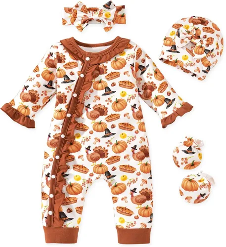 Vista 24 de Aalizzwell Mameluco para bebés niñas, traje de otoño invierno con accesorios Guepardo