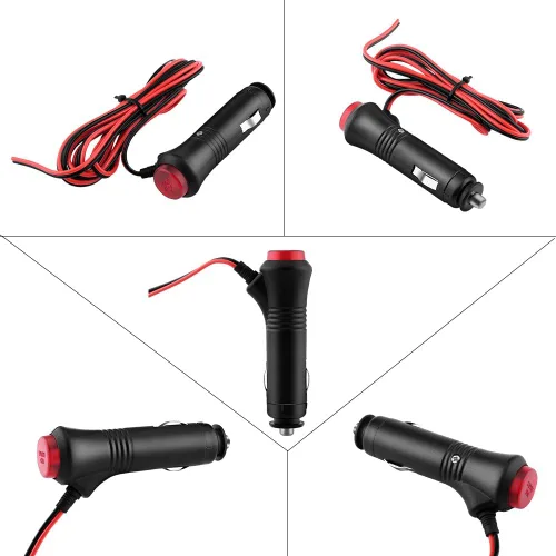 Vista 6 de Enchufe para encendedor de cigarrillos de automóvil, conector de encendedor de cigarrillos de 12 V-24 V, fusible de interruptor de encendido