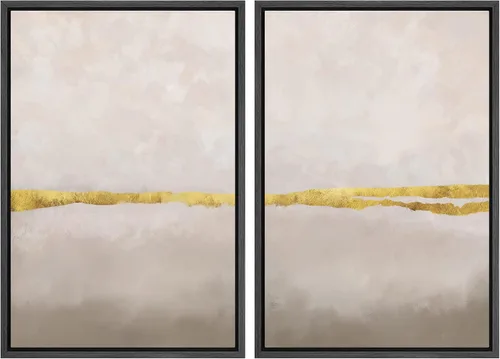 Vista 14 de MUDECOR Lienzo enmarcado para pared, bosque brumoso, reflejos, paisaje tranquilo, ilustraciones modernas, arte decorativo, bohemio, tranquilo/zen
