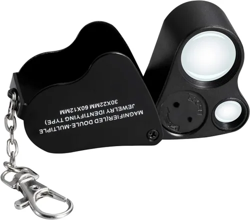 Vista 8 de Jiusion Lupa de joyería con luz LED portátil 30X 60X Lupa de doble lente Blanco