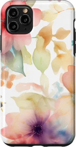 Vista 13 de iPhone 16 Lindo Pastel Floral Acuarela Rosa Azul Mujeres Patrón de Flores Caso