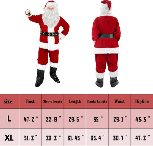 Vista 2 de AWZNG Traje de Papá Noel para adultos y hombres, disfraz de Papá Noel, 11 piezas, terciopelo profesional de lujo, para adultos, conjunto de cosplay