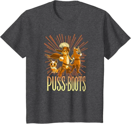 Vista 28 de DreamWorks Puss in Boots: The Last Wish Cat Trio Poster - Camiseta pequeña Negro