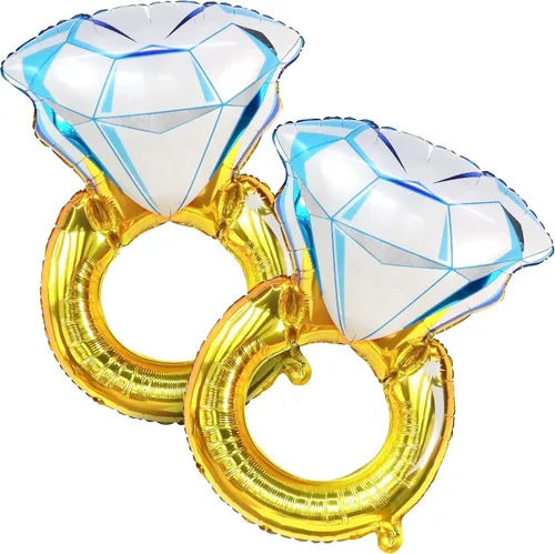 Vista 13 de KatchOn, Lindo Globo de Anillo de Diamante - Paquete de 4, 18 Pulgadas Decoraciones para Despedida de Soltera Globos de Anillo de Compromiso
