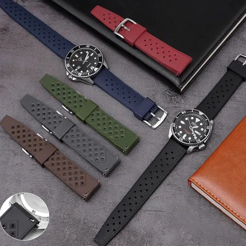 Vista 8 de Tropical Style Rubber Watch Bands-Quick Release 9 Colors & 2 Size -20mm 22mm Universal Replacement Watch Straps for Men Women
