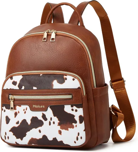 Vista 12 de Makes - Bolso tipo mochila para mujer, de piel sintética, bolso de viaje con diseño convertible a cartera, 12 pulg., Mochilas de viaje