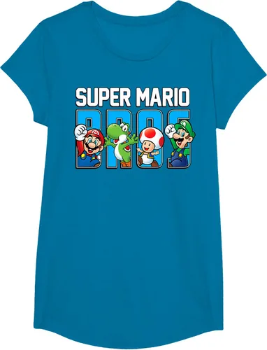 Vista 43 de Super Mario Bros Characters Letter Fill Graphic T-Shirt Camiseta, Negro
