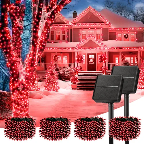 Vista 32 de Minetom Luces de Cadena Solares para Exteriores, 40 pies, 100 Luces LED de Cadena Alimentadas por Energía Solar con 8 Modos de Iluminación, Luces
