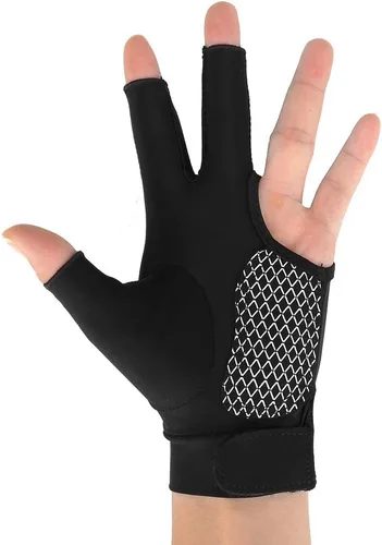 Vista 6 de Tbest Biljart Handschoenen, guante de billar para mano izquierda, 4 colores para adultos, 3 dedos, guante de billar para hombres y mujeres (negro L)