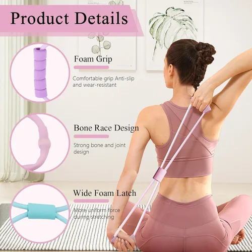 Vista 3 de Paquete de 2 bandas de resistencia de figura 8, bandas elásticas de entrenamiento para ejercicio, brazo, espalda, hombro, fitness, equipo de cuerda