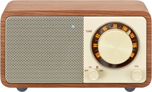 Vista 7 de Sangean WR-7DK - Mini altavoz Bluetooth de madera con sintonizador de radio FM y Aux-in cereza oscura