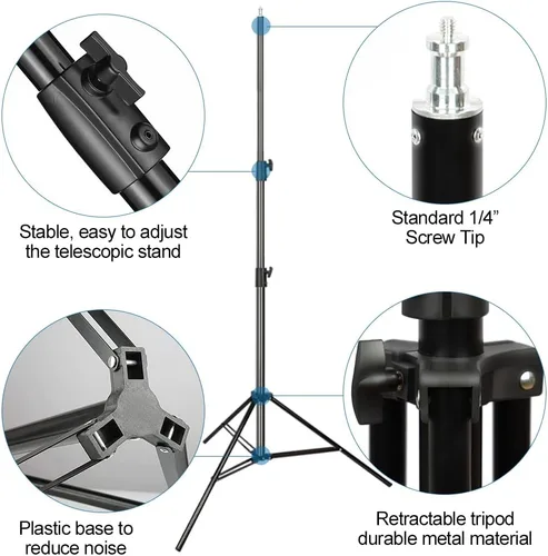 Vista 2 de Soportes de luz de trípode de aleación de aluminio para fotografía, soportes de trípode para softboxes, paraguas, reflectores, luces, paquete de 2