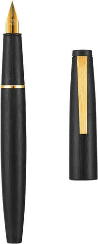 Vista 9 de Jinhao 80 pluma estilográfica de fibra de carbono cepillada negra con convertidor de tinta, 2 unidades, punta de 0.012 in