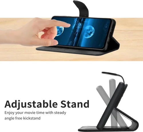 Vista 2 de bojioderf Compatible con Redmi A1 4G, compatible con Redmi A2 4G Stand Flip Card Slot Cierre Magnético Negro
