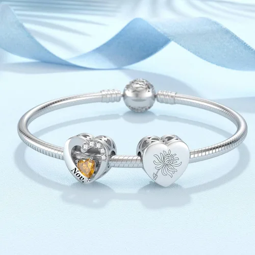 Vista 2 de SEVENWELL Birthstone Charms with Birth Month Flower Engraved Fit Charms Pandora Bracelet 925 Sterling Silver Beads Charms Happy Birthday for Women