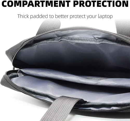 Vista 2 de Funda de transporte para laptop de 13/14/15 pulgadas - Doble compartimento a prueba de golpes, correa ajustable duradera y elegante, bolsa escolar