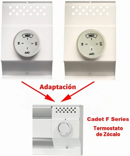 Vista 5 de 2 piezas de zócalo calentador termostato control de temperatura perilla de dial de repuesto de placa base de repuesto Beige