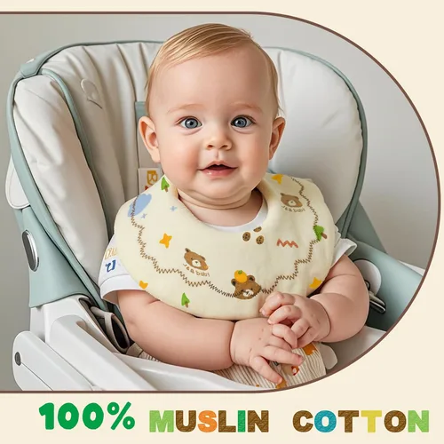 Vista 3 de EllieHouse Baberos para bebés para niñas y niños, paquete de 8 baberos de muselina de algodón para niños pequeños