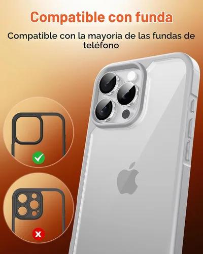 Vista 6 de TOCOL Protector de lente de cámara para iPhone 15 Pro Max/Protector de lente de cámara para iPhone 15 Pro de vidrio templado HD individual