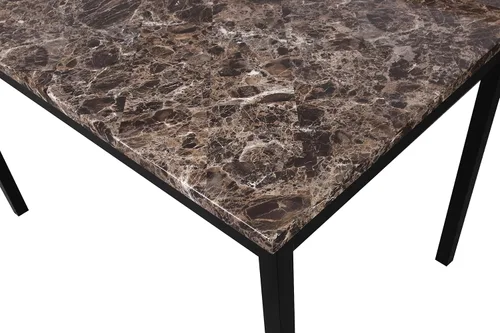 Vista 3 de Mesa de comedor de metal con tapa de mármol sintético laminado, color negro
