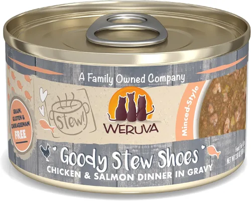 Vista 17 de Weruva Classic Cat Stews!, Stew's Clues con pavo, pollo y salmón en salsa, lata de 2.8 onzas (paquete de 12)