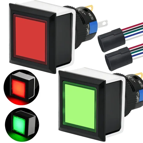 Vista 12 de Interruptor de botón cuadrado 21 * 21 mm 0,83" agujero de montaje cuadrado UL Certificado con luz azul 24 V 1NO 1NC SPDT ENCENDIDO/APAGADO